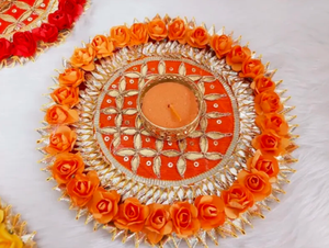 Portavelas de candelita redondo floral hecho a mano para decoración de Diwali, REGALOS FESTIVOS y acento de mesa elegante - Product Image 4