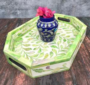 Bandeja de servicio con incrustaciones de resina y hueso con estilo hecho a mano, hueso Natural de alta calidad, precio competitivo para las festividades de Diwali - Product Image 1