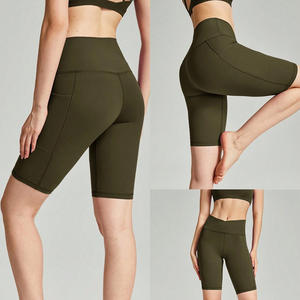 Pantalones cortos de yoga personalizados para mujer Pantalones cortos de gimnasio elásticos de cintura alta para entrenamiento Correr Pantalones cortos de fitness transpirables con logotipo - Product Image 6