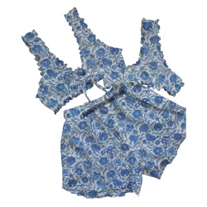 Nouvel ensemble de lingerie pour femmes en 3 pièces, soutien-gorge, culotte et short, vêtements de nuit romantiques, 100% coton pur, imprimé à la main, soutien-gorge, culotte et short - Product Image 6