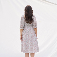 Robes pour femmes grande taille automne 2026, robe midi longue décontractée à col carré, manches courtes, imprimé floral