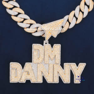 Colgante artesanal de Plata de Ley 925 cultivado en laboratorio, cadena de dos tonos de Hip Hop helado, conjunto de collares de diseño personalizado de rodio, regalo - Product Image 4