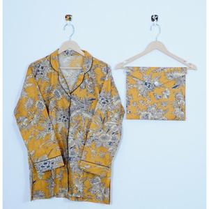 Conjunto de Pijama de Algodón Hecho a Mano en India, Ropa de Dormir Ultra Suave con Estampado a Bloque para Mujer, Ropa de Dormir de Verano para Uso en el Hogar - Product Image 4