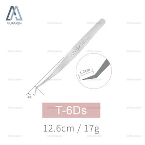 Pinzas para cejas de acero inoxidable plateado de alta tensión con estuche de cuero - Product Image 2