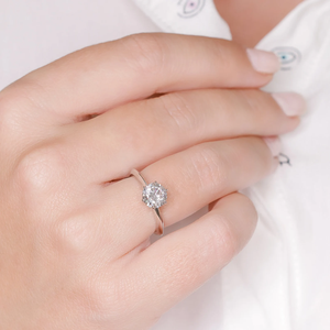 Nouveauté Bague solitaire en or blanc massif 14 carats 1.5CT diamant cultivé en laboratoire Design classique bague de proposition délicate pour femmes Stock en vrac - Product Image 5