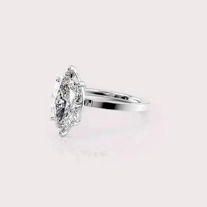 IGI Certified Marquise Shape Lab Created Diamond Engagement / Wedding <b>Ring</b> Solid 925 Sterling <b>Silver</b> Classic Solitaire <b>Ring</b> - Product Image 2