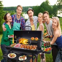 Barbecue au charbon de bois professionnel Pastime SCB-23 pour l'extérieur, avec table latérale