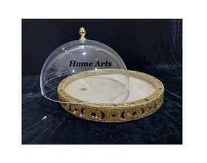 Handmade Aluminium <b>Cake</b> Server With <b>Glass</b> Lid Round Shape Customized Size <b>Cake</b> Server With Lid For Top Selling - Product Image 4