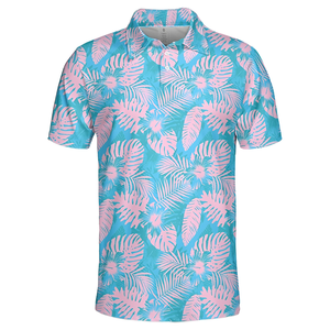 เสื้อโปโลพิมพ์ลายซับลิเมชันสำหรับผู้ชายเสื้อโพลีเอสเตอร์สแปนเด็กซ์มีกระดุมด้านหน้าดีไซน์แบบถักสำหรับกอล์ฟเสื้อโปโล - Product Image 1