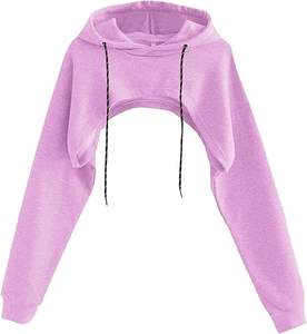 High Quality Custom Made <b>Teen</b> Girls Casual Long Sleeve Crop <b>Hoodies</b> Pullover Tops Hooded Sweatshirts Trendy Design Classic 2024 - Product Image 1