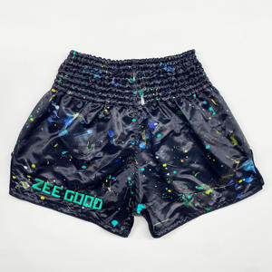 กางเกงขาสั้นเล่นยิมของผู้ชายสำหรับฝึกซ้อมศิลปะการต่อสู้แบบกำหนดเองเอวยางยืดพิมพ์ลายวัสดุผ้าใบแบบเรียบง่าย - Product Image 2