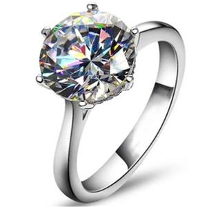 Anillo de Compromiso de Oro Sólido Certificado 925 con Plata de Ley, Ajustable, con Diamante Cultivado en Laboratorio de Corte Brillante VVS, Regalo de Boda - Product Image 3