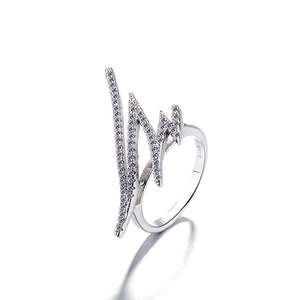 14K Gold Plated Zig Zag <b>Crystal</b> <b>Ring</b> Elegant and Luxurious Fashion Accessory - Product Image 1