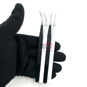 New <b>Silver</b> Polish Stainless Steel Lash Extension Tweezers <b>Set</b> High Quality Diamond Grip Eyelash Tweezer Logo Sustainable - Product Image 4