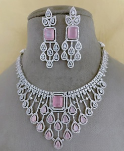 Collier de luxe de haute qualité élégant étincelle Zircon ensemble avec boucles d'oreilles pour mariage fiançailles fête porter pour les femmes - Product Image 2