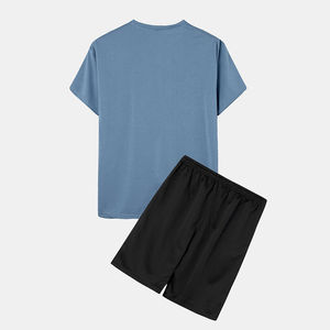 Venta al por mayor de camisetas, ropa de hombre, ropa de verano, conjunto suelto de manga corta y camiseta, pantalones cortos, Conjunto de camiseta de algodón transpirable de dos piezas - Product Image 4