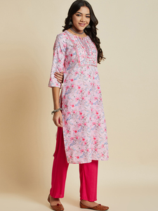 Ensemble pantalon et kurta ethnique indien élégant pour femme en rayonne, à épaules dénudées et manches longues, prix bas, vente en gros d'usine en vrac - Product Image 4