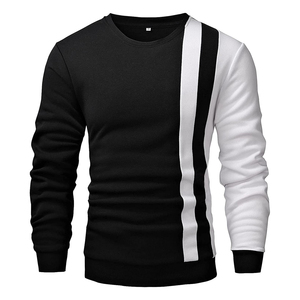 High Quality Custom Logo Men Crewneck <b>Stripped</b> Fleece Embroidered Polyester Cotton Men's Hoodies - Product Image 6