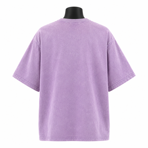 เสื้อยืดโอเวอร์ไซส์สีม่วงลาเวนเดอร์สำหรับผู้หญิง แขนสั้น ผ้าฝ้ายเรียบง่าย สไตล์ลำลอง ขายส่ง - Product Image 2