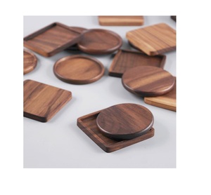 Forme arrondie de bonne qualité avec finition naturelle Design Dessous de verre en bois Vaisselle en noyer, sous-verres pour la décoration de l'hôtel à la maison - Product Image 6