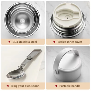 Barattolo per alimenti con Logo personalizzato contenitore <span class=keywords><strong>Thermos</strong></span> in acciaio inossidabile contenitore contenitore caldo per la conservazione degli alimenti 1,1l flaconi per alimenti con cucchiaio - Product Image 3