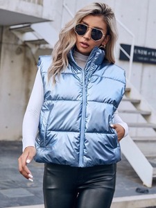 Chaleco acolchado sin mangas para mujer más vendido, colores personalizados, cremallera completa, cuello levantado, Material tejido transpirable - Product Image 3