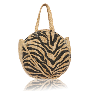 Bolso de mano de yute con estampado de cebra para fiesta en la playa, asa de cuerda, tamaño personalizado, patrón animal para mujer - Product Image 1