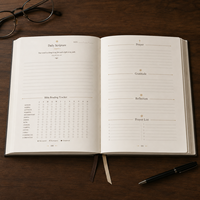 Carnet de prière personnalisé LABON A5 en cuir PU, couverture rigide, carnet chrétien, planificateur de gratitude et de réflexion quotidienne sur les Écritures pour 365 jours