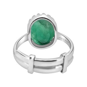 NOVAMART Fine Arihant Gems Jewels 925 <b>Silver</b> <b>Adjustable</b> <b>Ring</b> 3.25/4.25/5.25/6.25/7.25/8.25/9.25/10.25/11.25 Ratti Emerald/Panna - Product Image 3