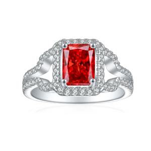 เครื่องประดับของขวัญแต่งงานดีไซน์เนอร์925แข็งสุด925พลอยแฮนด์เมดเงินแท้สีแดงควอตซ์พร้อมแหวนบุษราคัมสีขาว - Product Image 1