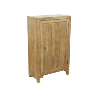 Gabinete de madera maciza de mango tradicional de 1 puerta, acabado Natural, tallado a mano, ahorro de espacio, muebles ecológicos para la vida en el hogar - Product Image 1