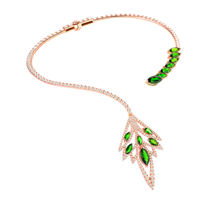Collier en diopside Garden of Wisdom de BeGems Jewelry Wholesale en or rose italien 14K 18K, bijoux de luxe pour femmes - Product Image 3