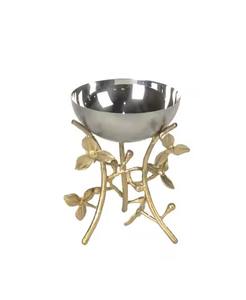 Bol décoratif élégant blanc et or avec support floral violet ajoute un charme de luxe à la décoration intérieure moderne - Product Image 6