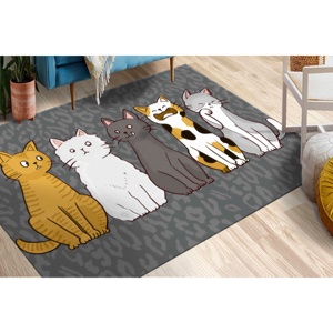 Abstract Cat Printed <b>Rug</b> - Home Decor, Wedding Gift, Anti-Slip Carpet,<b>Chenille</b> <b>Rug</b> - Product Image 3