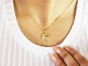 Colgante de encanto de delfín-Collar con colgante delicado hecho a mano de Plata de Ley 925-Joyería minimalista - Product Image 3