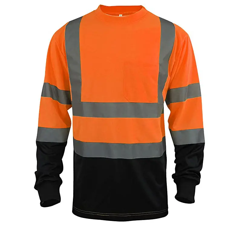 Класс 2 Hi Vis светоотражающая ткань с длинным рукавом Birdeye, высокая видимость, футболка, защитная одежда