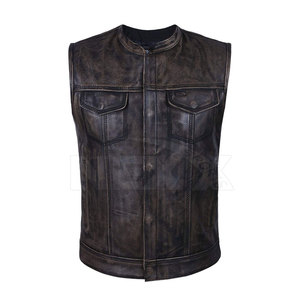 Ropa de moda Casual Hombres Chaleco de cuero Producto de invierno Hombres Chaleco de cuero Sin mangas Hombres Chaleco de cuero - Product Image 1