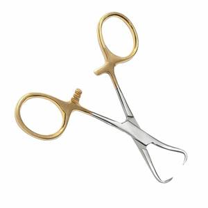 Fórceps de instrumentos quirúrgicos médicos de 3,5 pulgadas, abrazadera de toalla de medio oro operada a mano, hecha de acero inoxidable alemán - Product Image 4