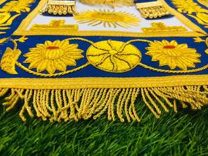 NOUVEAU MASONIQUE REGALIA GRAND MASTER TABLIER COLLIER MANCHETTES BIJOU - Product Image 3