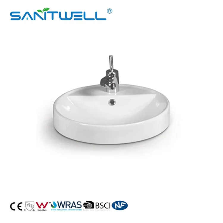 Chinese Manufacture Wholesale Round Shape White Color Countertop Sink Vanity Unit