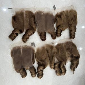 SUPER DOBLE FUNMI BOUNCY RIZOS MIEL MARRÓN TONOS CUTÍCULA ALINEADO CRUDO DONANTE VIETNAMÉS EXTENSIONES DE TEJIDOS DE CABELLO VIRGEN - Product Image 4