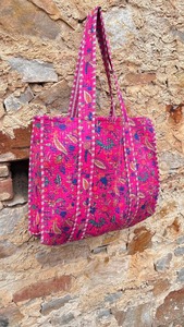 Manufacturer and Wholesaler Large Cotton Weekender <b>Quilted</b> Cotton Oversize Tote <b>Bag</b> Beach Weekender Grocery Summer <b>Bag</b> - Product Image 5