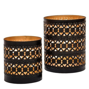 Ensemble de 4 bougeoirs votifs en fer noir et or, bougeoirs votifs en métal faits à la main pour la décoration de la maison, décoration de table, bougeoir votif - Product Image 3