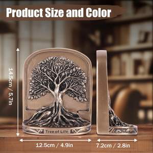 Sujetalibros de árbol de la vida de color bronce antiguo proveedor sujetalibros decorativos estantes o estantería antideslizante pesado - Product Image 5