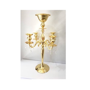 Five Arms Gold Candelabra <b>Candle</b> Holder <b>Tall</b> Wedding Stand Table Classic Elegant Design Wedding Dinner Party Event Centerpiece - Product Image 2