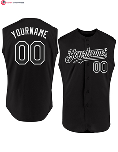 Maillot de baseball authentique sans manches personnalisé blanc-noir pour softball, 100 % polyester, antibactérien, col ras du cou, unisexe adulte - Product Image 1