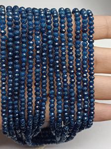 เกรด AAA หินหยกสีฟ้าธรรมชาติคุณภาพสูงสร้อยคอลูกปัดอัญมณีเจียระไนขนาด4มม. สำหรับการทำเครื่องประดับที่น่าสนใจ - Product Image 5