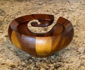 Bol en fil de bois d'acacia Design unique Belle coloration pour tricoter et crocheter 7 "x 3.25"-Nouveau - Product Image 4