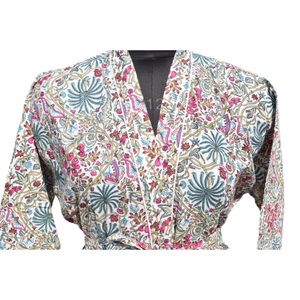 Kimono Peignoir en coton Robe de nuit d'été ouverte sur le devant pour femmes Robe de plage - Product Image 3