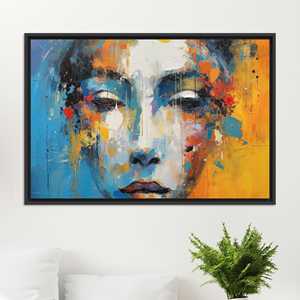 Cuadro Abstracto Atrevido de Retrato Femenino, Impresión Moderna Vibrante, Lienzo con Marco NEGRO - Product Image 1